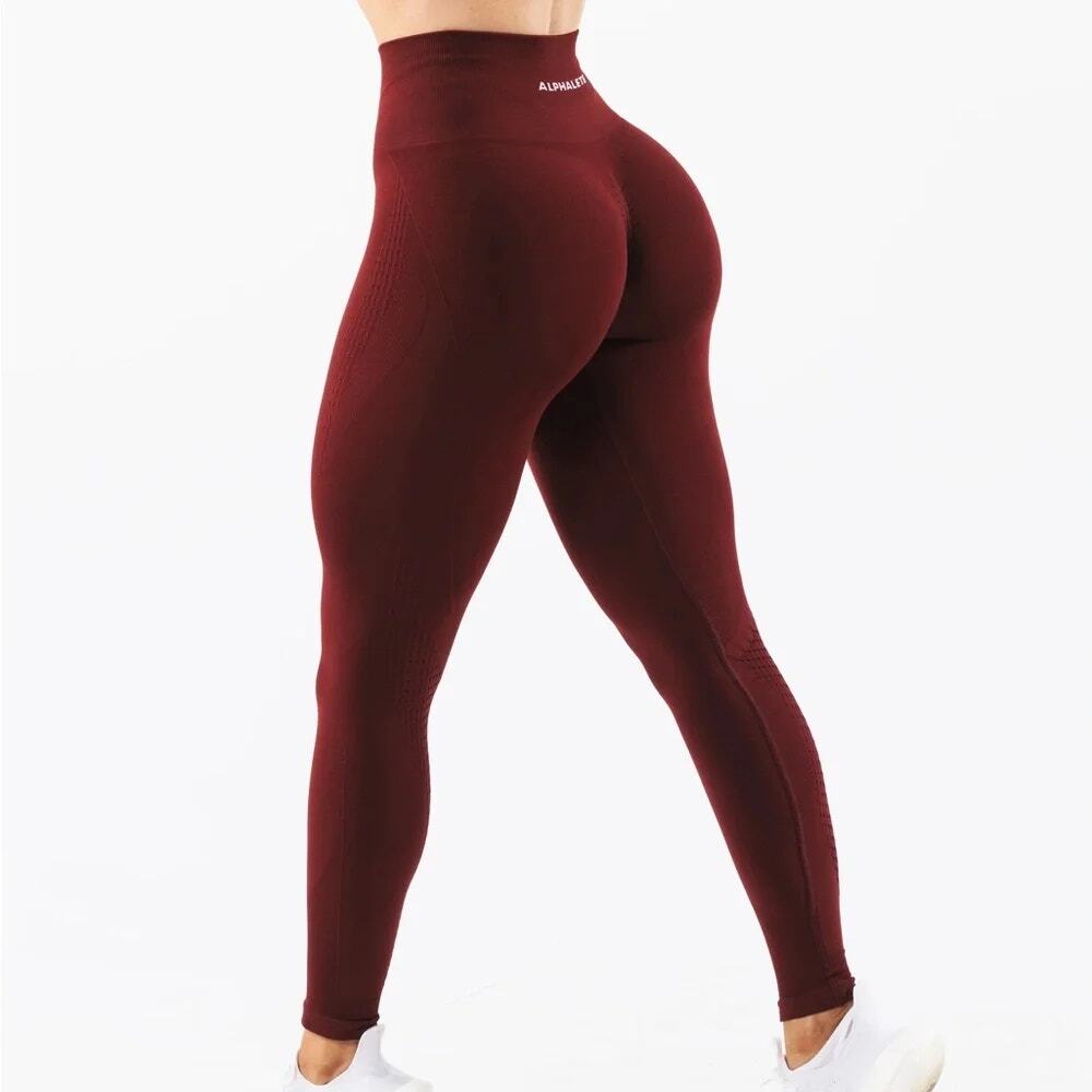 Alphalete Amplify Ultra High Rise Seamless Scrunch Leggings Merlot Red Small